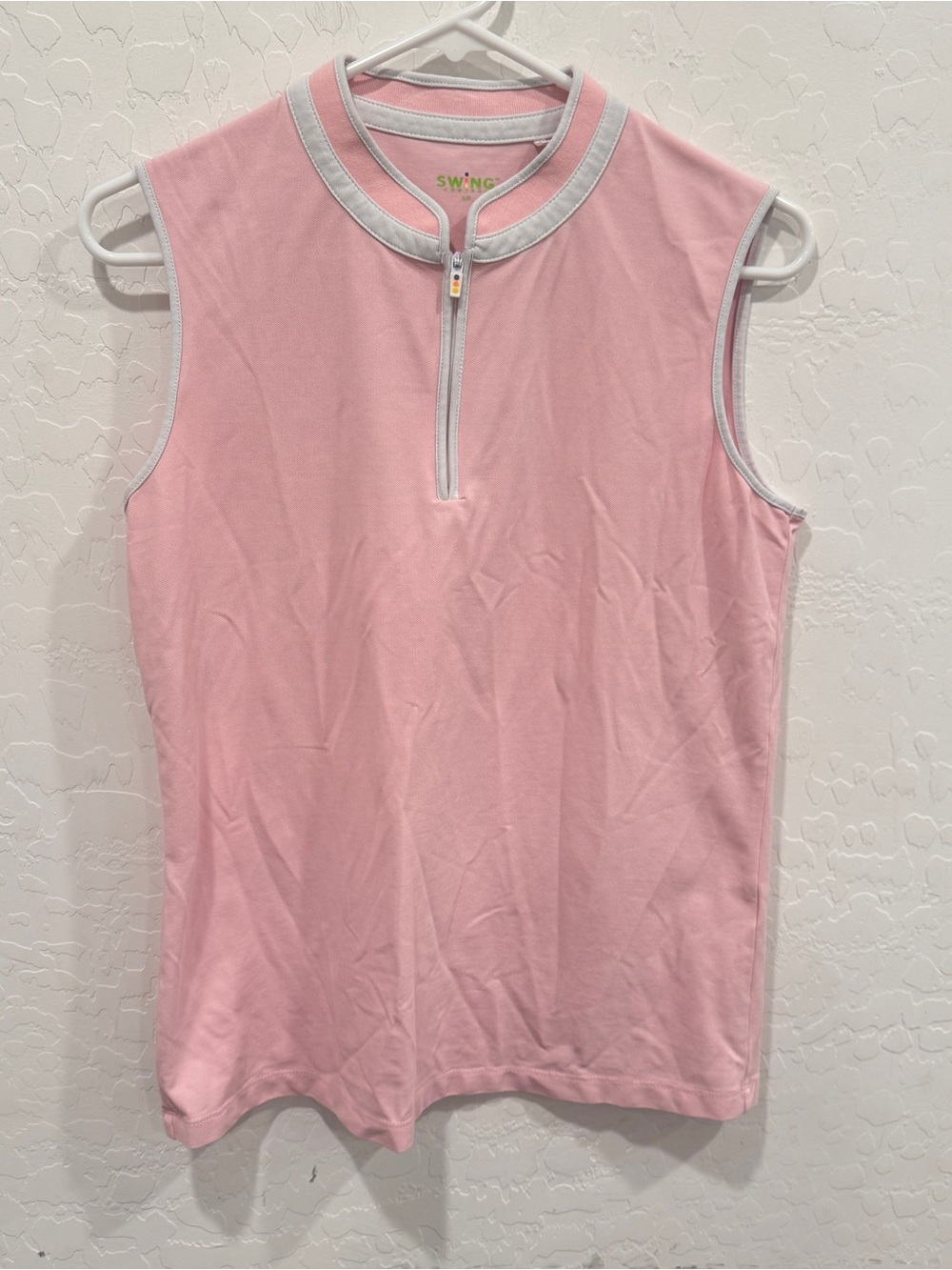 Swing Control Womens Golf Polo Shirt Top Small Pink 1/4 Zip Sleeveless Tennis